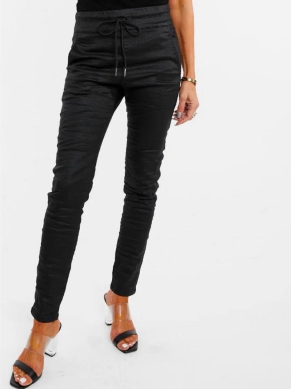Bevy Flog Shely Drawstring Pants Black
